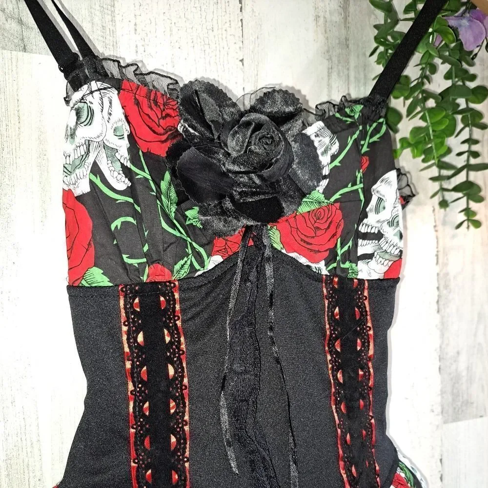 Hot Topic Black and Red Skull Dress - Picture 5 of 10